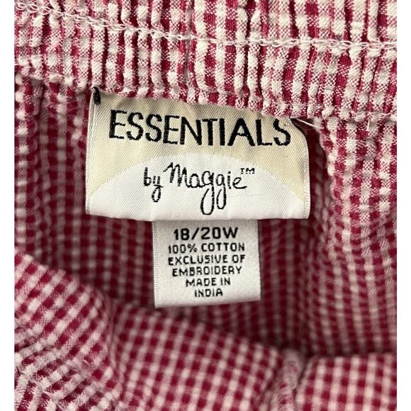 Essentials By Maggie Seersucker Capri Pants Womens Size 18/20W Floral Embroidery - Picture 3 of 10